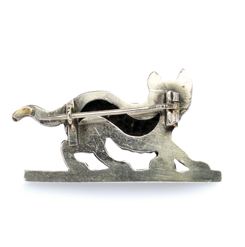 Alternative view of Antik - Katzenbrosche Silber Viktorianisch